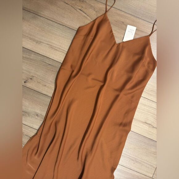 NWT A New Day V-Neck Midi Slip Dress Brown Rust Target women’s silky m medium - Picture 8 of 9